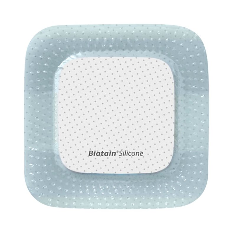 Skumbandage, Biatain Silicone, 7,5x7,5cm, m/silikonekontaktlag og silikonekl�b, latexfri, steril, engangs *Denne vare tages ikke retur*