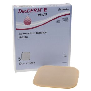 Hydrokolloid bandage, DuoDERM E, 10x10cm, latexfri, steril, engangs *Denne vare tages ikke retur*
