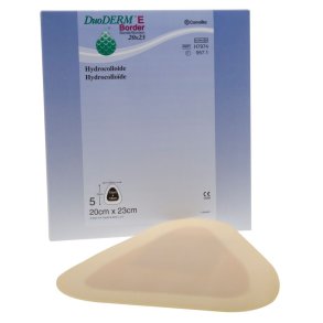 Hydrokolloid bandage, DuoDERM E Border, 23x20cm, dr�beformet, med h�ftekant, latexfri, steril, engangs *Denne vare tages ikke retur*