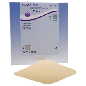 Hydrokolloid bandage, DuoDERM Extra Thin, 15x15cm, latexfri, steril, engangs *Denne vare tages ikke retur*