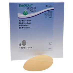 Hydrokolloid bandage, DuoDERM Extra Thin, 15x10cm, oval, latexfri, steril, engangs *Denne vare tages ikke retur*
