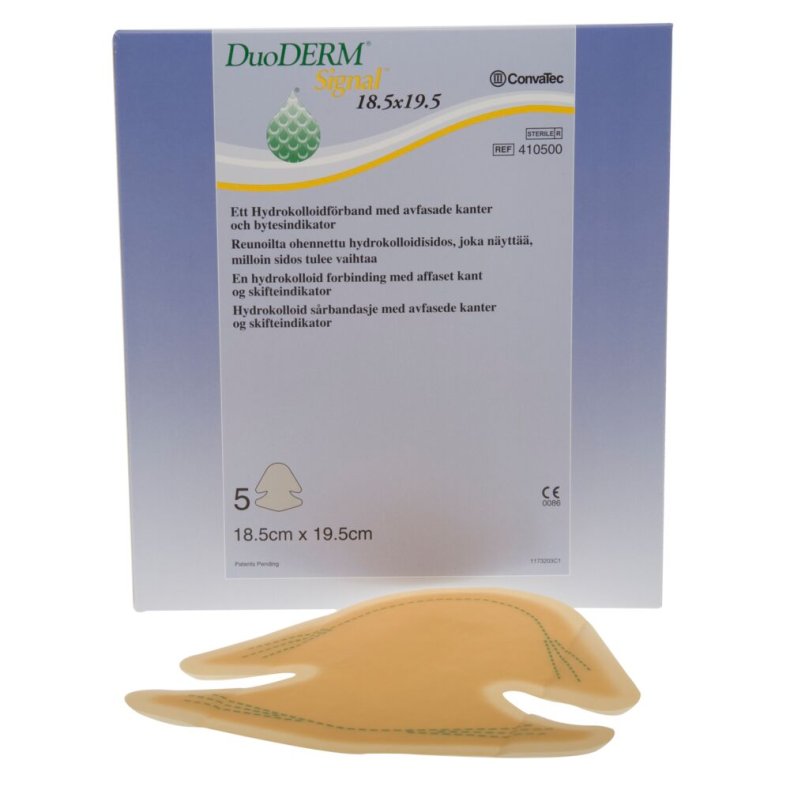 Hydrokolloid bandage, DuoDERM Signal H�l, 19,5x18,5cm, med affaset kant, latexfri, steril, engangs *Denne vare tages ikke retur*