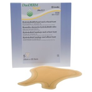 Hydrokolloid bandage, DuoDERM Signal Sakral, 22,5x20cm, med affaset kant, latexfri, steril, engangs *Denne vare tages ikke retur*