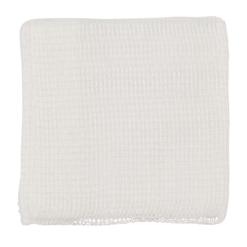 Gazekompres, M�lnlycke, 12-lags, 5x5cm, hvid, 2 stk./pouch, 17-tr�ds, steril *Denne vare tages ikke retur*