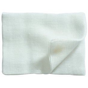 Gazekompres, M�lnlycke, 12-lags, 20x10cm, hvid, 2 stk./pouch, 17-tr�ds, steril *Denne vare tages ikke retur*