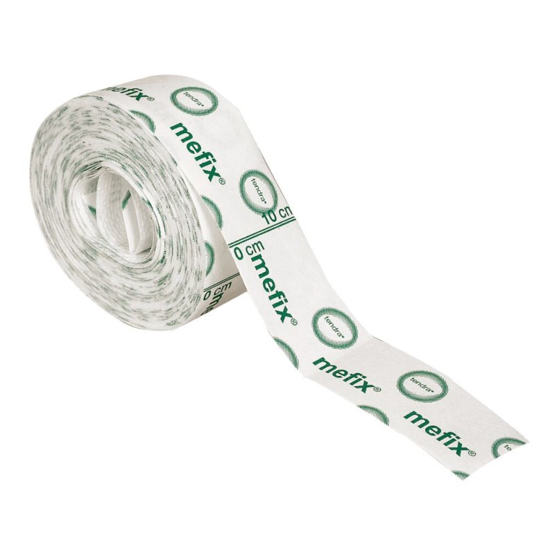 Fikseringstape, Mefix, 10m x 5cm, hvid, p� rulle, perforeret, usteril