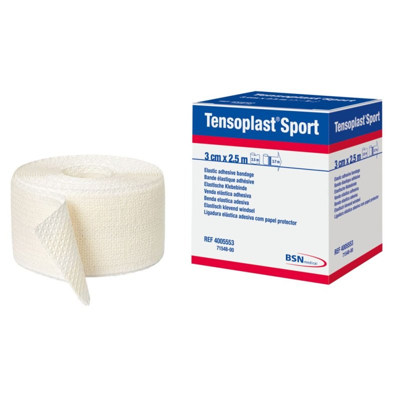 Kortstr�ksbind, Tensoplast Sport, 2,5m x 3cm, off-white, kl�bende, latexfri, usteril, engangs *Denne vare tages ikke retur*
