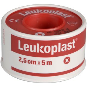 Tape, Leukoplast, 5m x 2,5cm, beige, ikke elastisk, latex, usteril *Denne vare tages ikke retur*