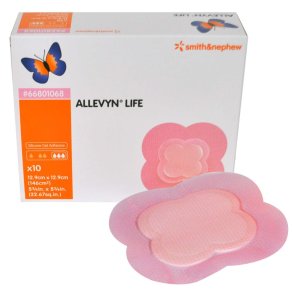 Skumbandage, Allevyn Life, 12,9x12,9cm, m/silikonekontaktlag og silikonekl�b, latexfri, steril, engangs *Denne vare tages ikke retur*