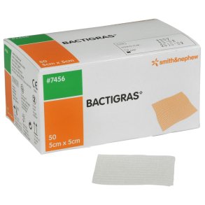 Salvekompres, Bactigras, 5x5cm, med klorhexidin, steril *Denne vare tages ikke retur*