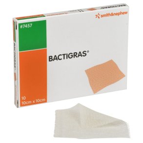 Salvekompres, Bactigras, 10x10cm, med klorhexidin, steril *Denne vare tages ikke retur*