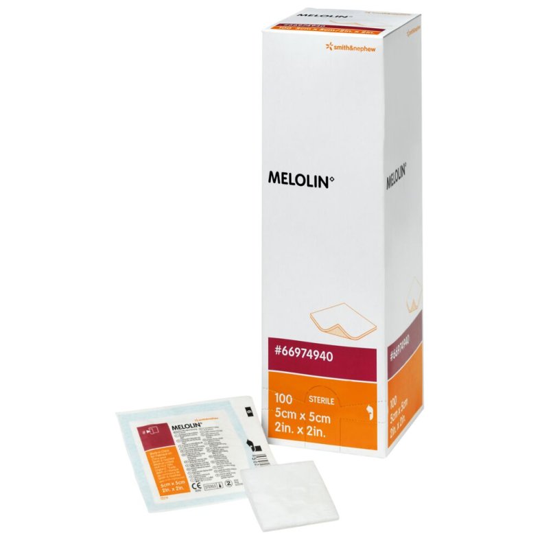 Kompres, absorberende, Melolin, 5x5cm, hvid, u/kl�b, steril *Denne vare tages ikke retur*