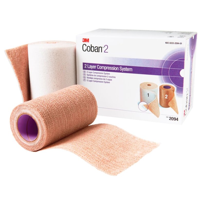 Kompressionss�t, Coban 2, 2-lags, 4,5m x 10cm, latexfri, usteril, engangs