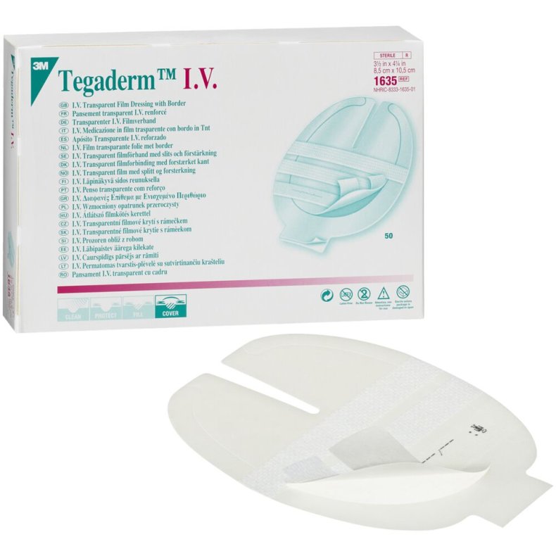 IV-fiksering, Tegaderm I.V. oval, 10,5x8,5cm, transparent, latexfri, steril *Denne vare tages ikke retur*