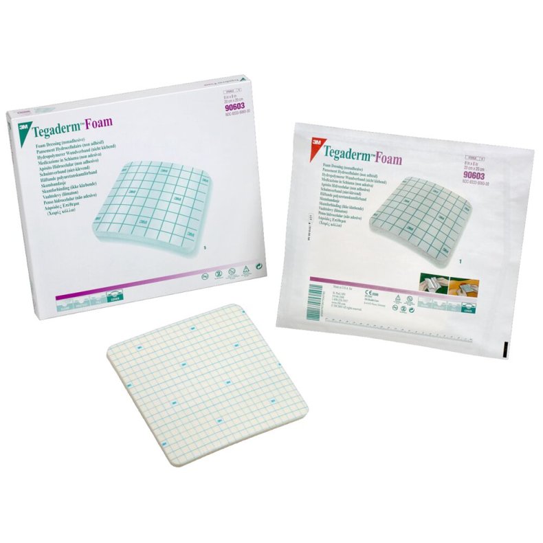 Skumbandage, Tegaderm HP Foam, 4-lags, 20x20cm, u/kl�b, latexfri, steril *Denne vare tages ikke retur*