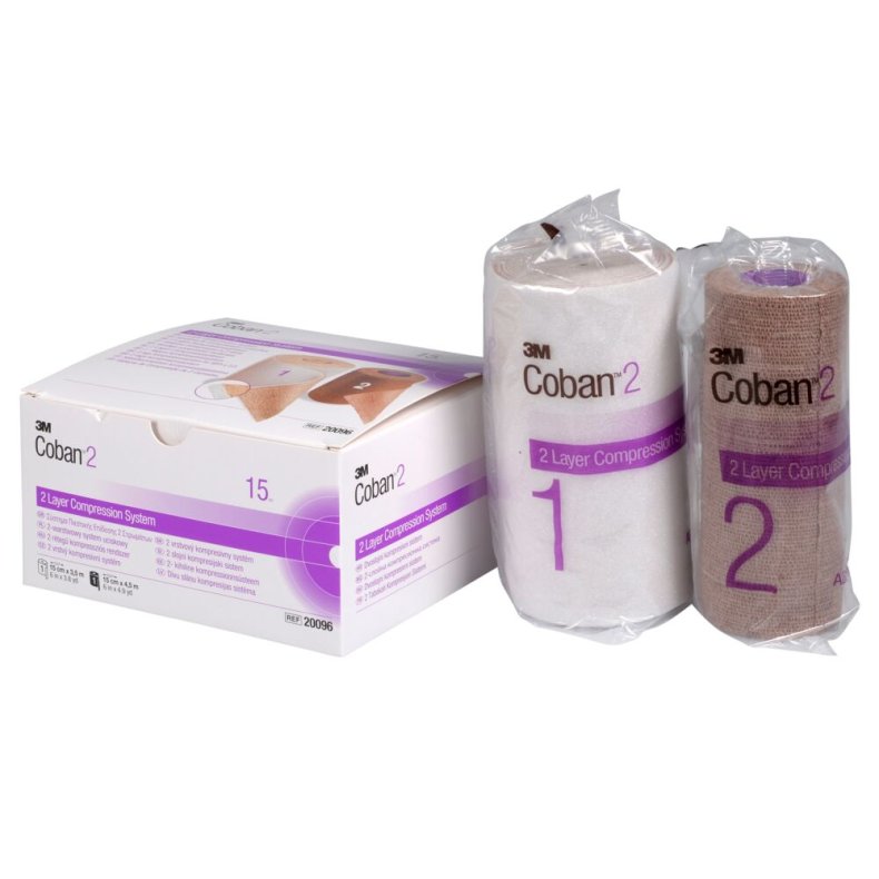 Kompressionss�t, Coban 2, 2-lags, 4,5m x 15cm, latexfri, usteril, engangs