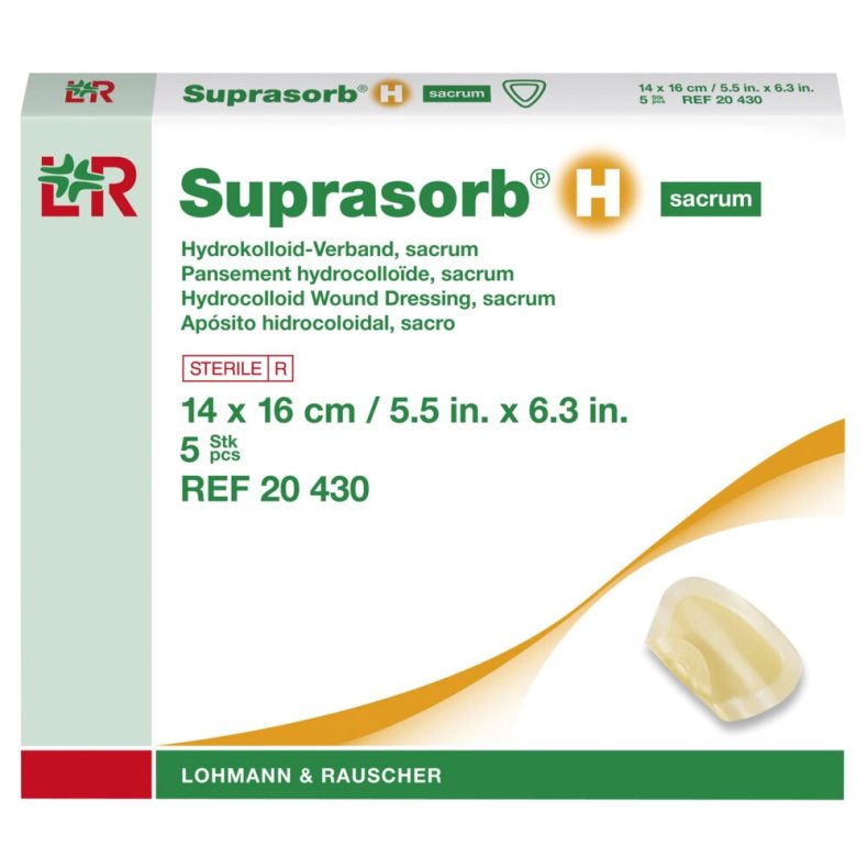 Hydrokolloid bandage, Suprasorb H, 16x14cm, sacrum, steril, engangs *Denne vare tages ikke retur*