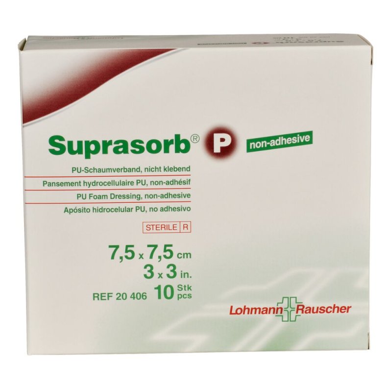 Skumbandage, Suprasorb P, 3-lags, 7,5x7,5cm, u/kl�b, latexfri, steril, engangs *Denne vare tages ikke retur*