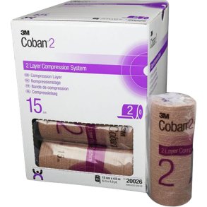Kompressionsbind, Coban 2, 4,5m x 10cm, lag 2, latexfri, usteril, engangs *Denne vare tages ikke retur*
