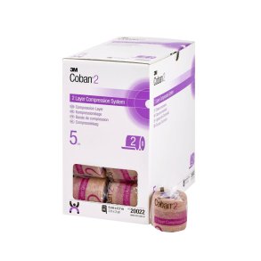 Kompressionsbind, Coban 2, 2,7m x 5cm, lag 2, latexfri, usteril, engangs *Denne vare tages ikke retur*