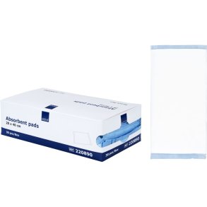 Bandage, absorberende, ABENA, 20x40cm, hvid, m/bl� bagside, latexfri, usteril