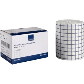 Fikseringstape, ABENA, 10m x 10cm, hvid, elastisk, p� rulle, perforeret, latexfri, usteril