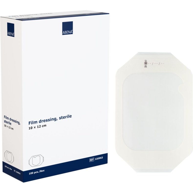 Filmforbinding, ABENA, 10x12cm, transparent, latexfri, steril, engangs *Denne vare tages ikke retur*