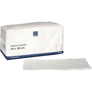 Gazekompres, ABENA, 8-lags, 10x20cm, hvid, 17-tr�ds, latexfri, usteril