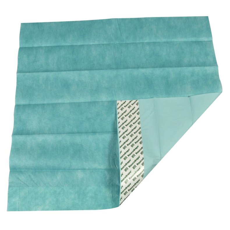 Afd�kningsstykke, Raucodrape, 2-lags, 50x50cm, gr�n, med kl�b, steril, engangs *Denne vare tages ikke retur*
