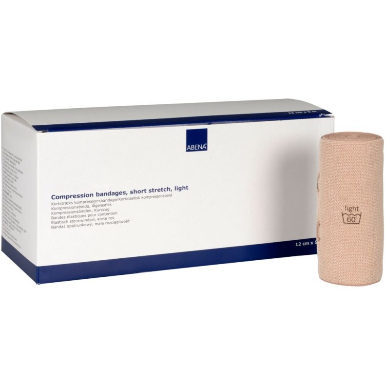 Kortstr�ksbind, ABENA, 5m x 12cm, beige, light, usteril, flergangs