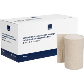 Langstr�ksbind, ABENA, 7m x 8cm, beige, fine, usteril, flergangs