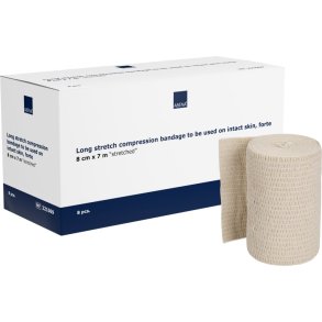 Langstr�ksbind, ABENA, 7m x 8cm, beige, forte, usteril, flergangs