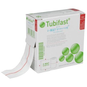 Tubular bandage, Tubifast 2-Way Stretch, 10m x 3,5cm, hvid, r�d farvekode, til sm� arme og ben, latexfri, usteril, �n patient, flergangsbrug