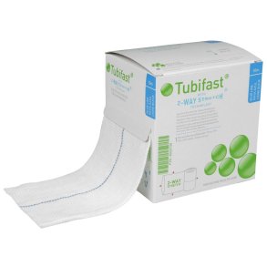 Tubular bandage, Tubifast 2-Way Stretch, 10m x 7,5cm, hvid, bl� farvekode, til store arme og ben, latexfri, usteril, �n patient, flergangsbrug