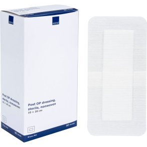 Post-OP forbinding, ABENA, 10x20cm, hvid, latexfri, steril, engangs *Denne vare tages ikke retur*