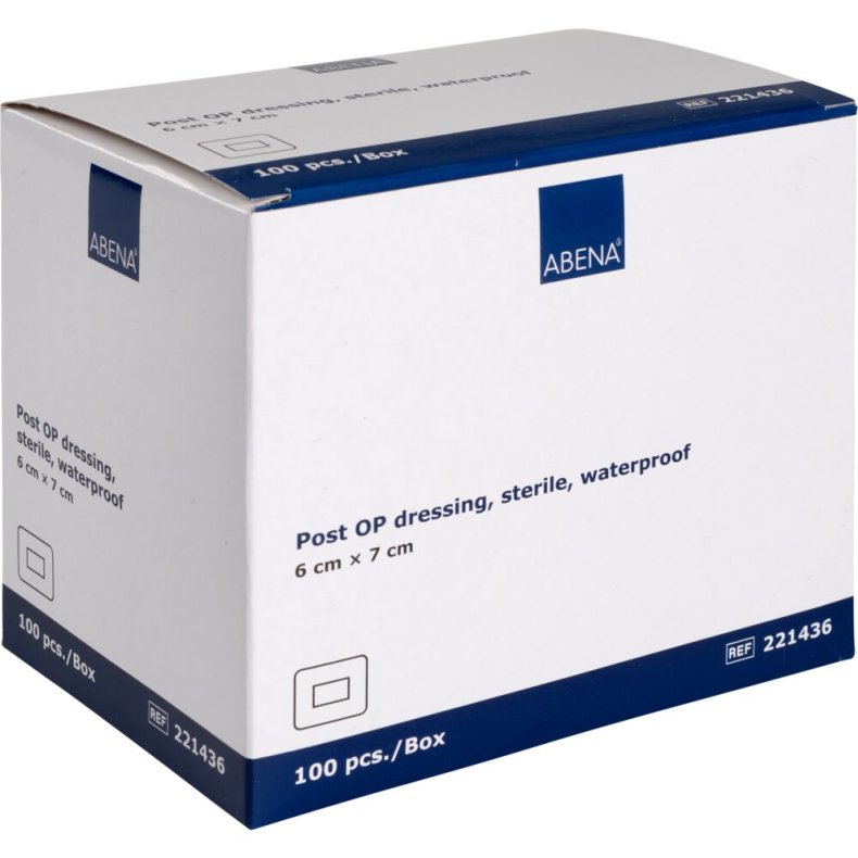 Post-OP forbinding, ABENA, 6x7cm, hvid, v�sket�t, latexfri, steril, engangs *Denne vare tages ikke retur*