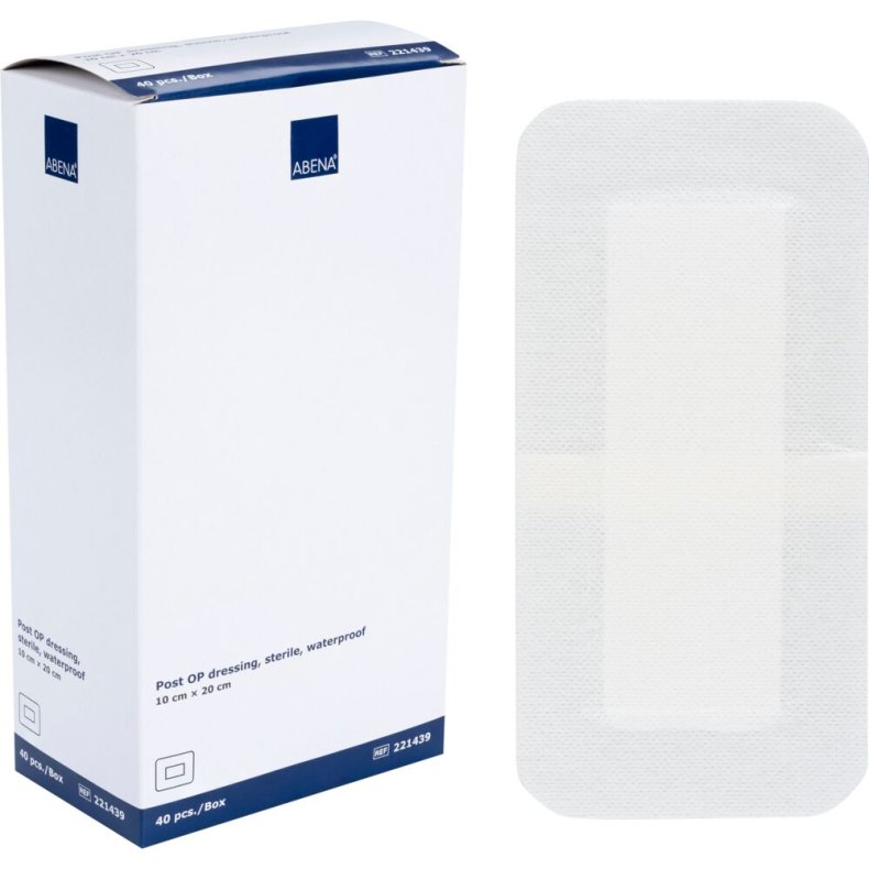 Post-OP forbinding, ABENA, 10x20cm, hvid, v�sket�t, latexfri, steril, engangs *Denne vare tages ikke retur*
