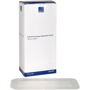 Post-OP forbinding, ABENA, 10x25cm, hvid, v�sket�t, latexfri, steril, engangs *Denne vare tages ikke retur*