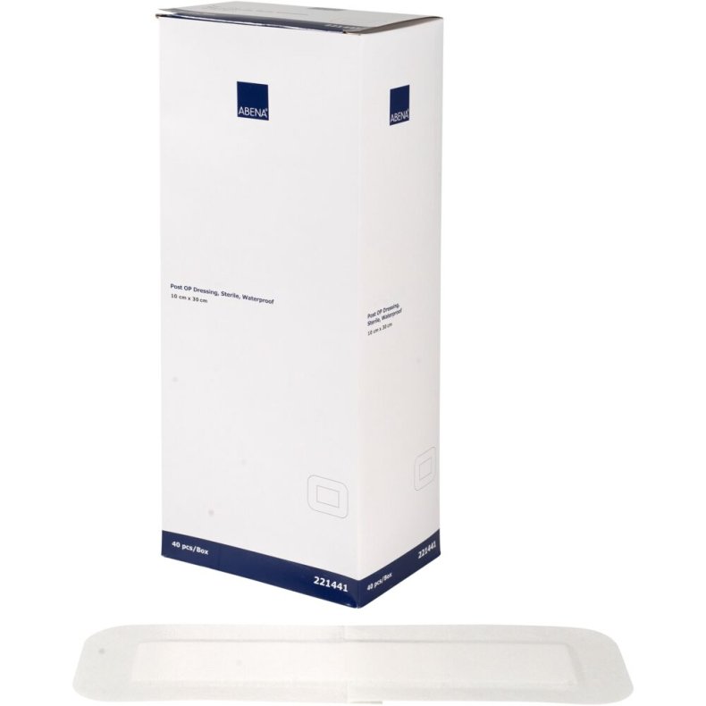 Post-OP forbinding, ABENA, 10x30cm, hvid, v�sket�t, latexfri, steril, engangs *Denne vare tages ikke retur*
