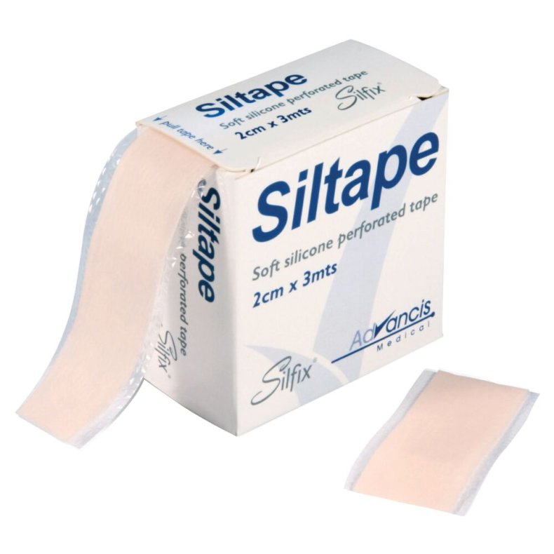 Tape, Siltape, 1,5m x 4cm, perforeret, med silikonekl�b, latexfri, usteril