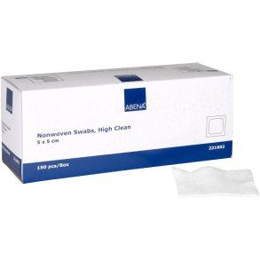 Nonwoven kompres, ABENA, 4-lags, 5x5cm, hvid, cleanbox, latexfri, usteril