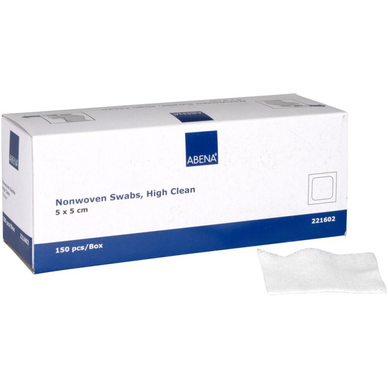 Nonwoven kompres, ABENA, 4-lags, 5x5cm, hvid, cleanbox, latexfri, usteril