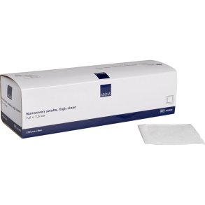 Nonwoven kompres, ABENA, 4-lags, 7,5x7,5cm, hvid, cleanbox, latexfri, usteril