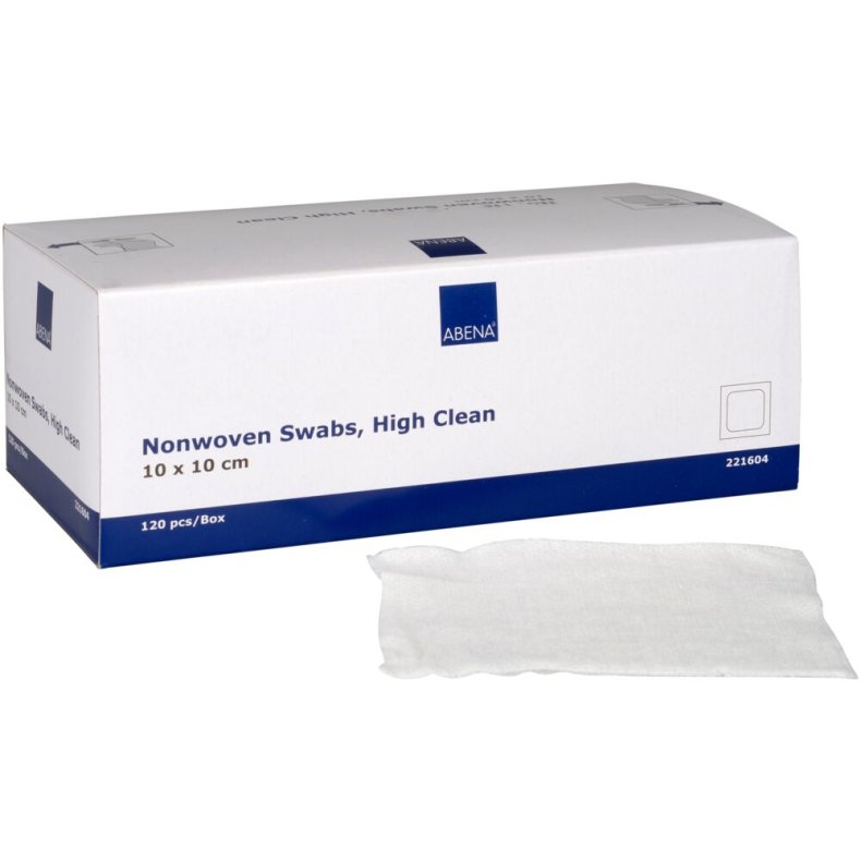 Nonwoven kompres, ABENA, 4-lags, 10x10cm, hvid, cleanbox, latexfri, usteril