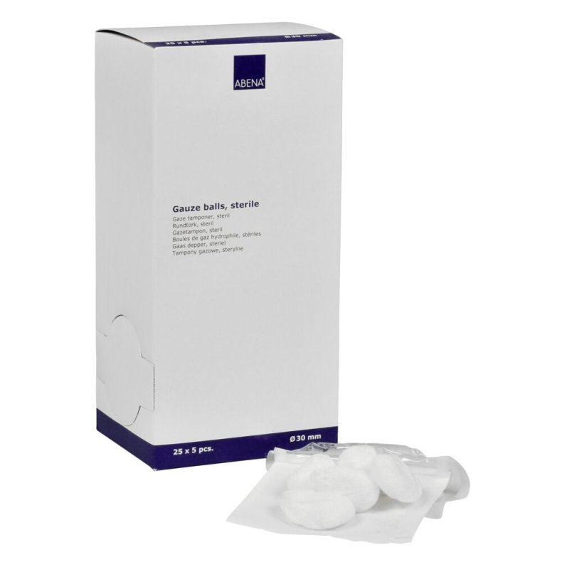 Gazetampon, ABENA, �3cm, hvid, nr. 3, 17-tr�ds, 5 stk./pouch, latexfri, steril *Denne vare tages ikke retur*