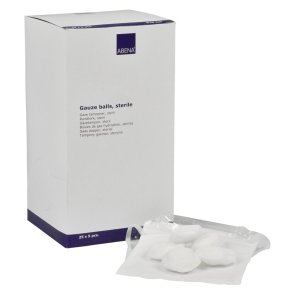 Gazetampon, ABENA, �4cm, hvid, nr. 4, 17-tr�ds, 5 stk./pouch, latexfri, steril *Denne vare tages ikke retur*