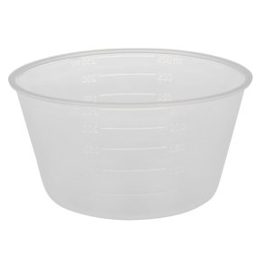 Plastsk�l, 250 ml, transparent, PP, med graduering, steril enkeltpakket *Denne vare tages ikke retur*