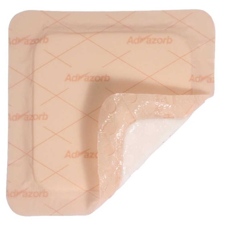 Skumbandage, Advazorb, 10x10cm, beige, m/silikonekontaktlag og silikonekl�b, latexfri, steril, engangs *Denne vare tages ikke retur*