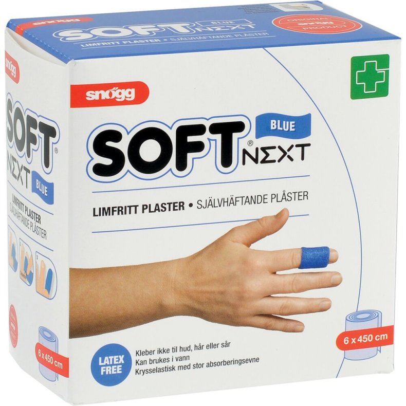 Skumforbinding, Sn�gg Soft Next, 4,5m x 6cm, bl�, selvh�ftende, latexfri