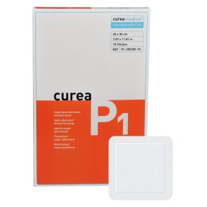 Superabsorberende bandage, Curea P1, 7,5x7,5cm, hvid, uden kl�ber, latexfri, steril, engangs *Denne vare tages ikke retur*